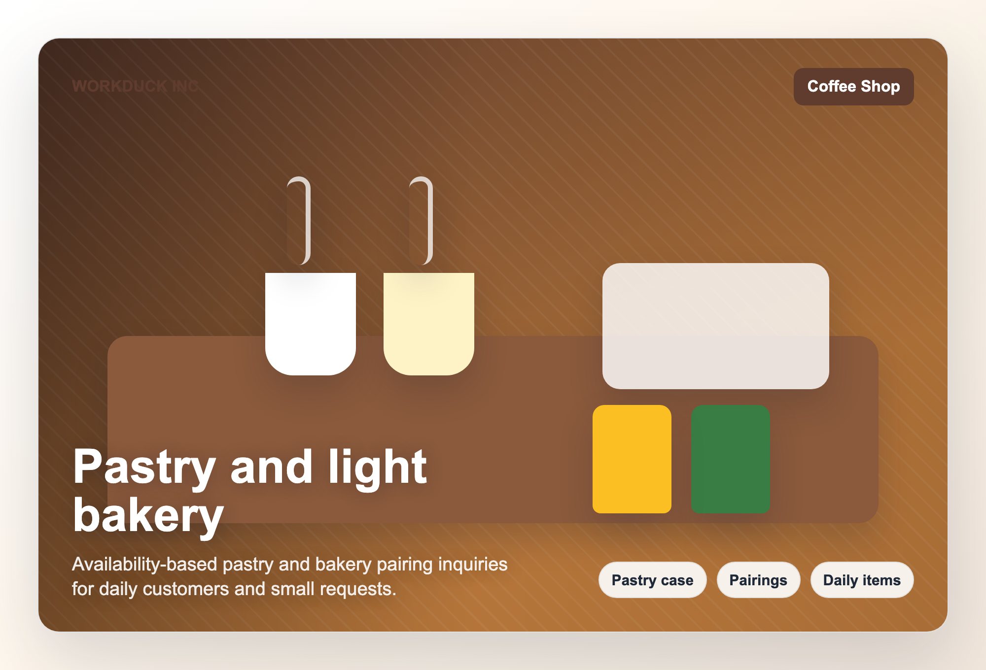 Pastry and light bakery visual for WORKDUCK INC